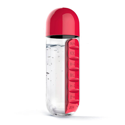 Water Bottle with Built-in Pill Organizer for Daily Supplements