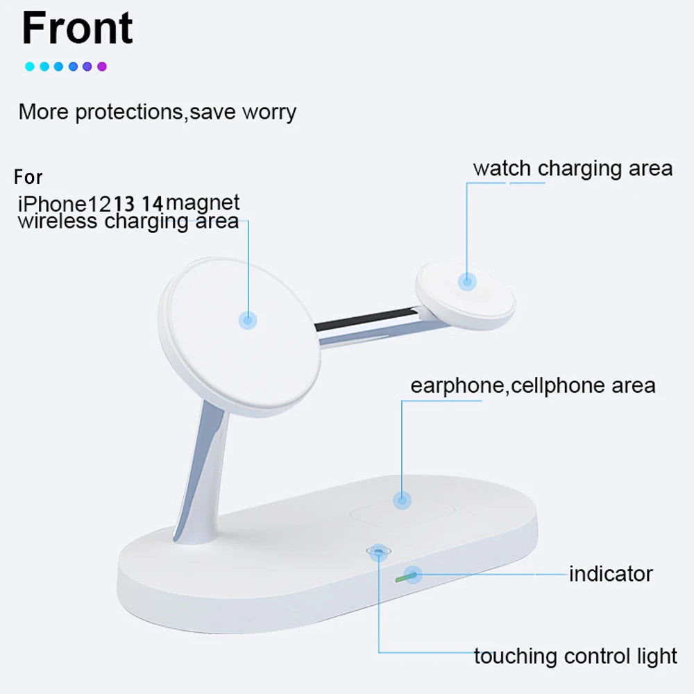 3-in-1 Wireless Charging Stand, Fast Charger for iPhone 12-16, Apple Watch 4-10 & AirPods 2/3 Pro