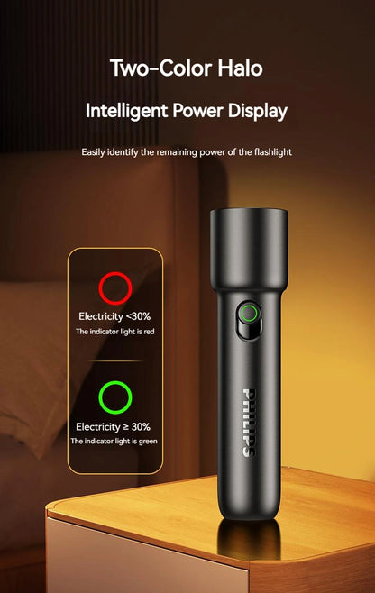 Philips 2024 EDC Portable LED Flashlight, Rechargeable, for Camping, Hiking & Safety