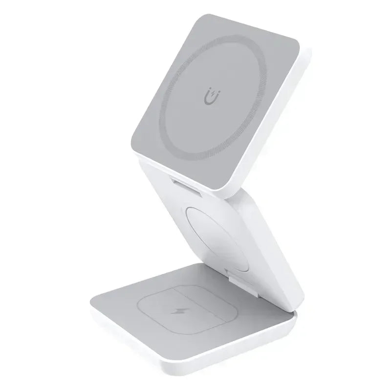 3-in-1 Foldable Magnetic Wireless Charger, Fast Charging Station for iPhone 12-15, Apple Watch & AirPods