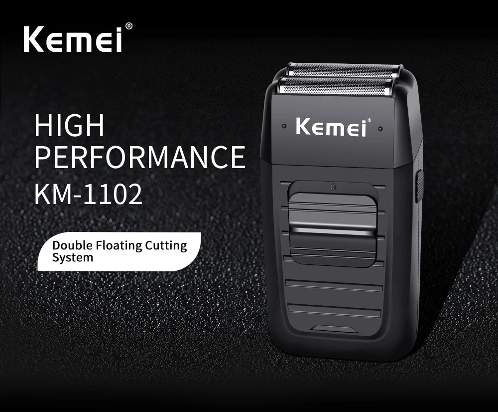 Kemei KM-1102 Cordless Rechargeable Shaver, Twin Blade, Beard Trimmer for Men