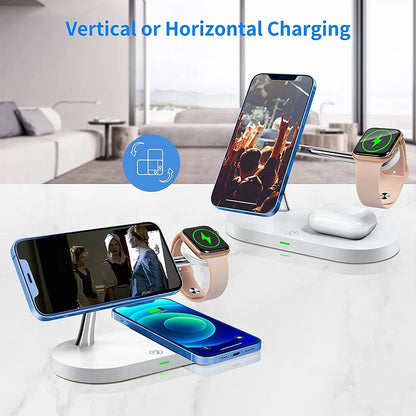 3-in-1 Wireless Charging Stand, Fast Charger for iPhone 12-16, Apple Watch 4-10 & AirPods 2/3 Pro