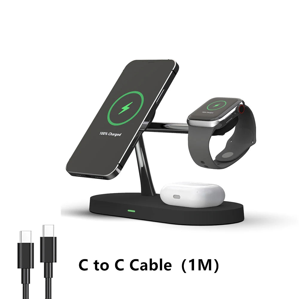 3-in-1 Wireless Charging Stand, Fast Charger for iPhone 12-16, Apple Watch 4-10 & AirPods 2/3 Pro