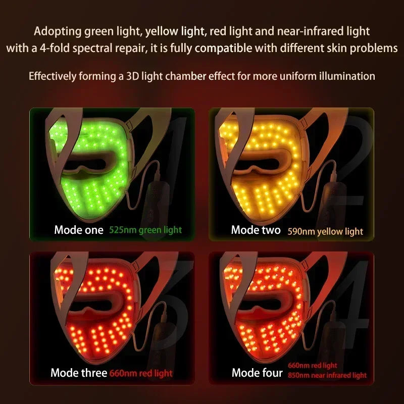 320 LED 4D Photon Facial Mask, Red Light Therapy for Skin Rejuvenation, Anti-Wrinkle & Anti-Acne