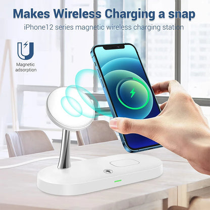 3-in-1 Wireless Charging Stand, Fast Charger for iPhone 12-16, Apple Watch 4-10 & AirPods 2/3 Pro