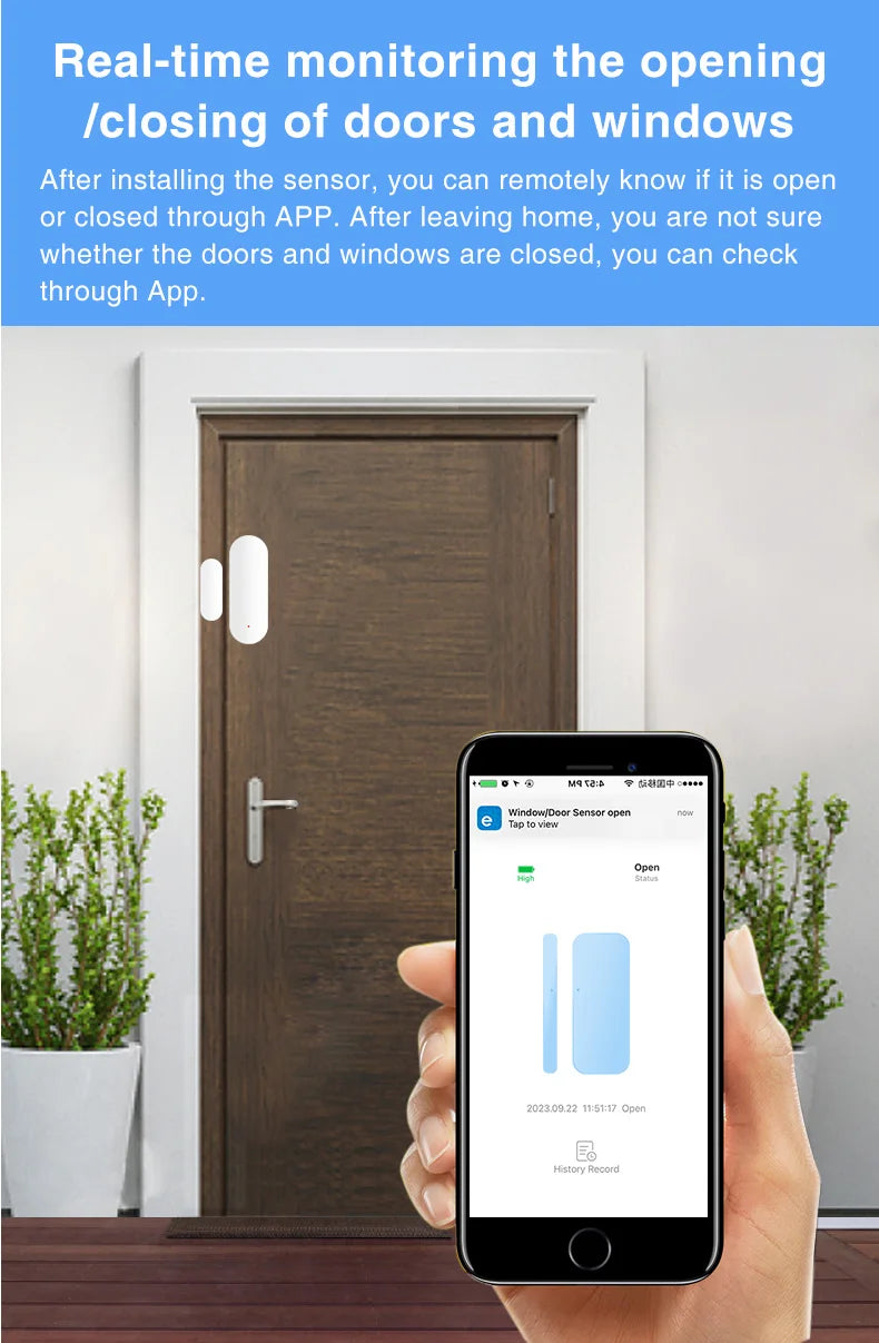 Zigbee Smart Door/Window Sensor, EWeLink App Control, Works with Alexa & Google Home