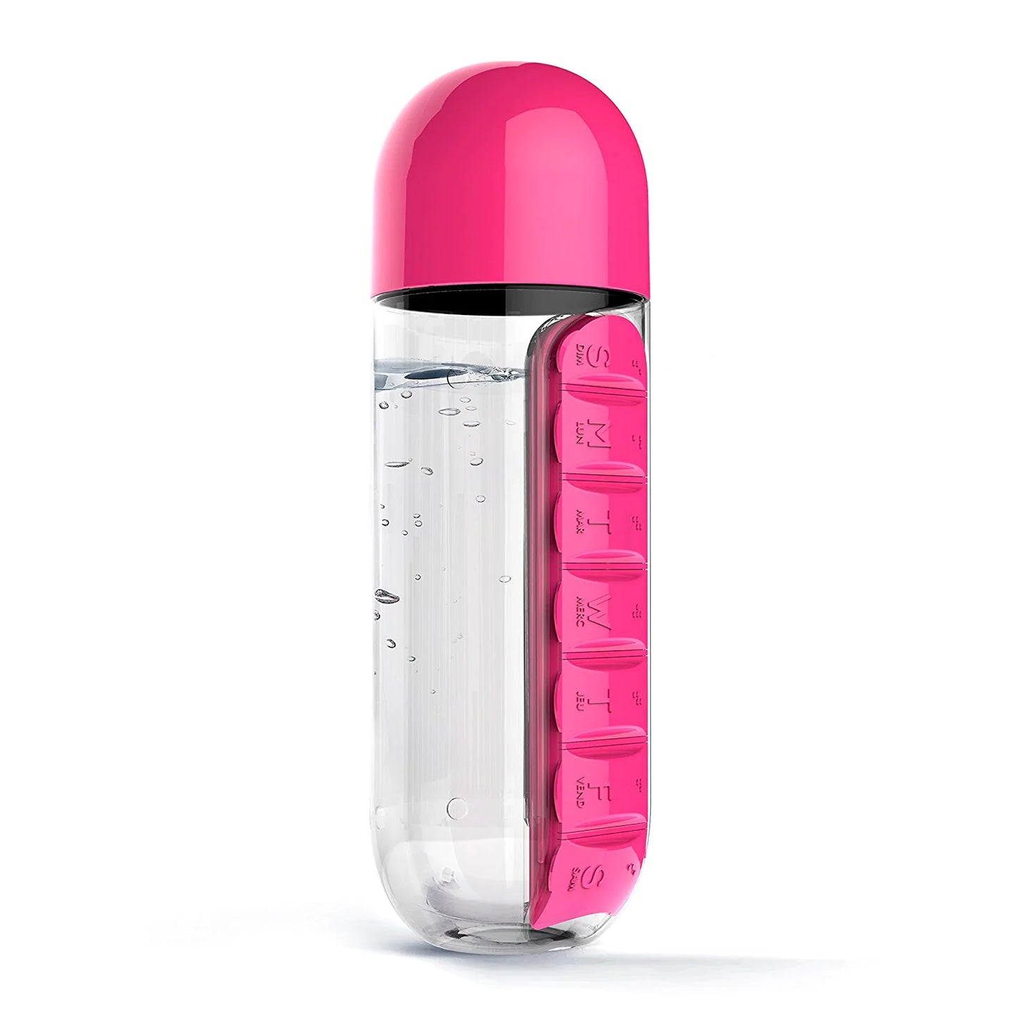 Water Bottle with Built-in Pill Organizer for Daily Supplements