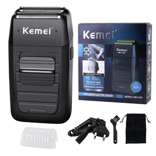 Kemei KM-1102 Cordless Rechargeable Shaver, Twin Blade, Beard Trimmer for Men