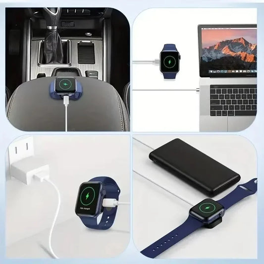 Portable Wireless Watch Fast Charger, Type-C, Compatible with Apple Watch Series 1-9, SE, Ultra