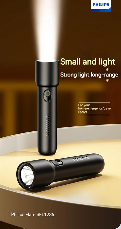 Philips 2024 EDC Portable LED Flashlight, Rechargeable, for Camping, Hiking & Safety