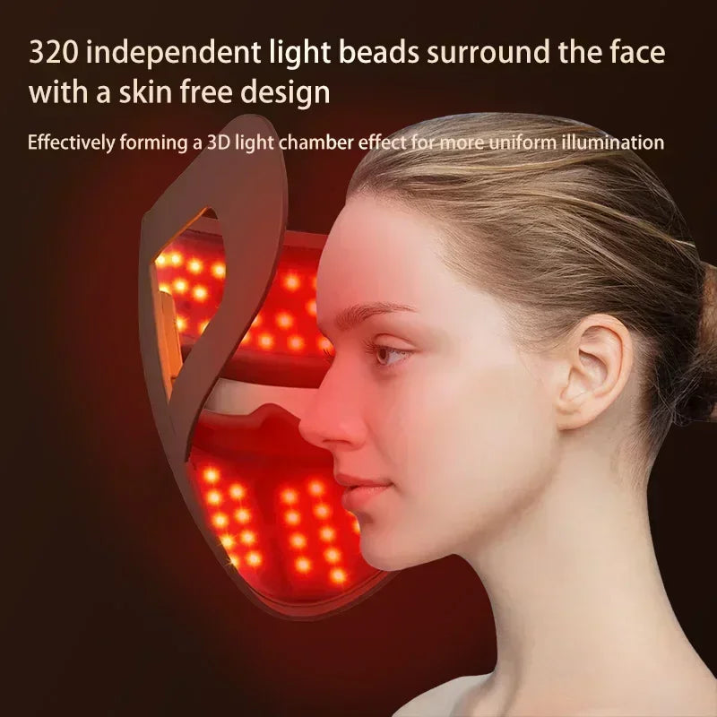 320 LED 4D Photon Facial Mask, Red Light Therapy for Skin Rejuvenation, Anti-Wrinkle & Anti-Acne