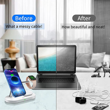 3-in-1 Wireless Charging Stand, Fast Charger for iPhone 12-16, Apple Watch 4-10 & AirPods 2/3 Pro