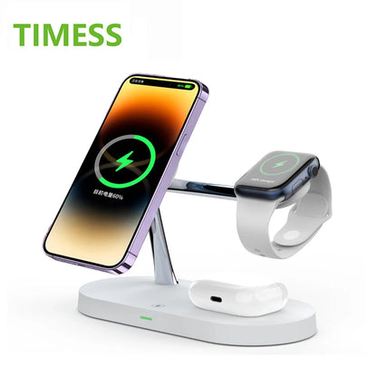 3-in-1 Wireless Charging Stand, Fast Charger for iPhone 12-16, Apple Watch 4-10 & AirPods 2/3 Pro