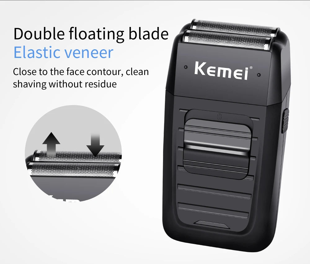 Kemei KM-1102 Cordless Rechargeable Shaver, Twin Blade, Beard Trimmer for Men