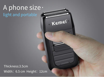 Kemei KM-1102 Cordless Rechargeable Shaver, Twin Blade, Beard Trimmer for Men